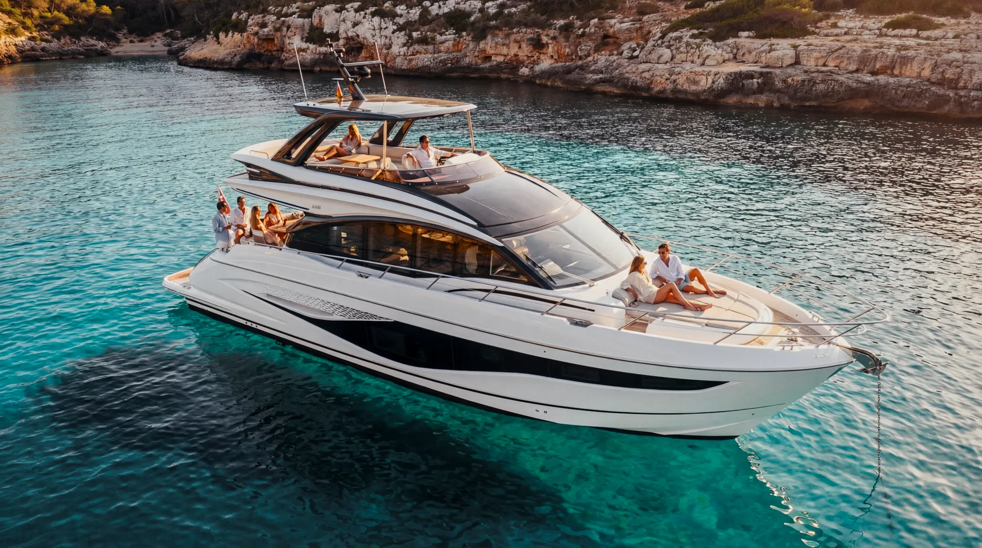 Princess S66 The Negotiator luxury yacht charter in Port Adriano Mallorca