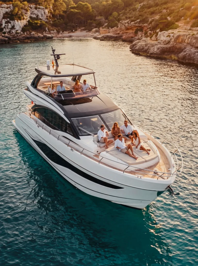Princess S66 The Negotiator luxury yacht charter in Port Adriano Mallorca