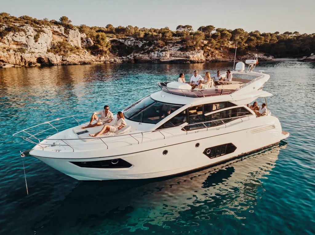 Absolute 56 Fly Portals Hills yacht for elegant day charters in Mallorca